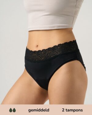 Moodies Classic Brief Lace Menstruatieondergoed Zwart