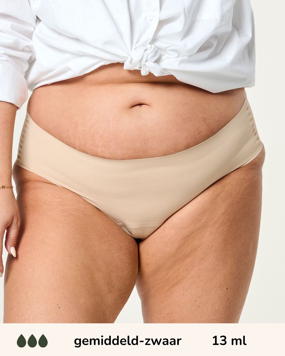 Moodies Hiphugger Menstruatieondergoed Gemiddeld/Zwaar Beige