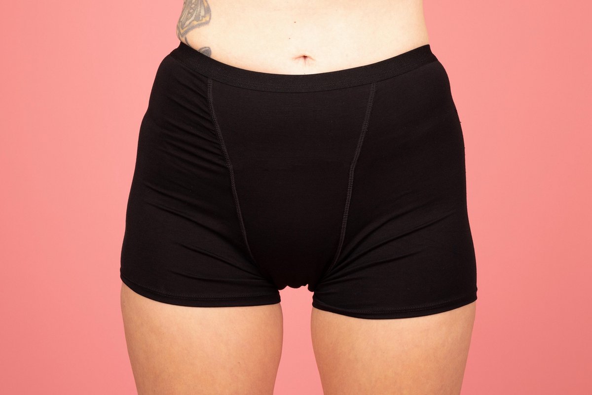 Moi et Marie® - Menstruatieondergoed - LUNA nachtboxershort - Slip superabsorptie – Zwart – M