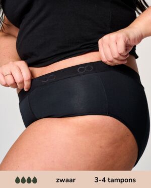 Moodies menstruatie ondergoed - Bamboe Hipster - zwaar kruisje - maat XL - zwart