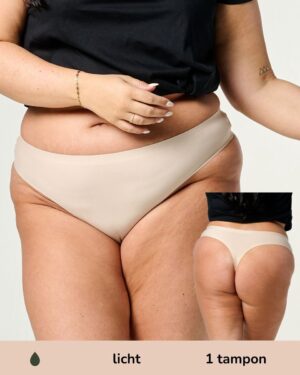 Moodies menstruatie ondergoed - Lasercut String - licht kruisje - maat XXL - Beige