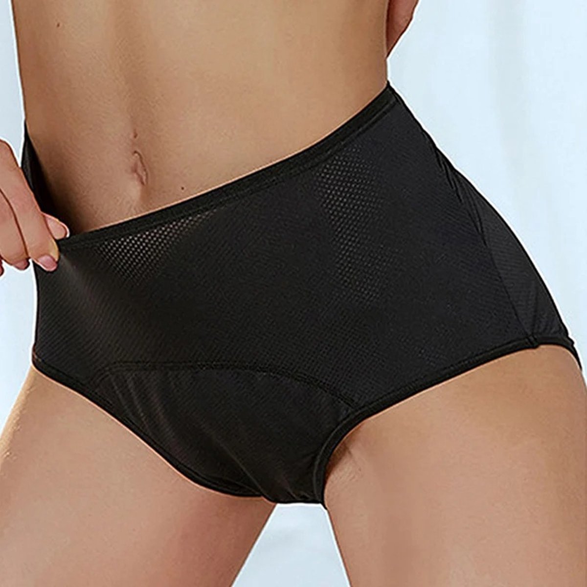 HappySlips Menstruatieondergoed - 4 stuks - Period Underwear - Hoog getailleerd - Ademend - Lekvrij - Zwart - Maat M