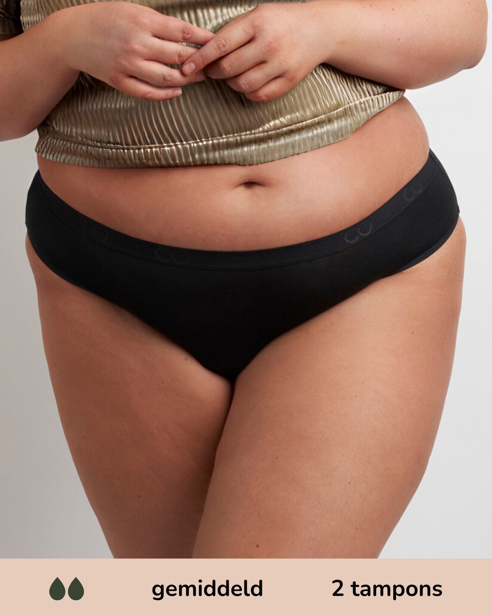 Moodies menstruatie ondergoed - Bamboe Bikini Onderbroek - gemiddeld kruisje - maat XXL - zwart