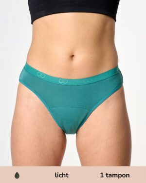 Moodies menstruatie ondergoed - Bamboe Bikini Onderbroek - licht kruisje - maat M - groen