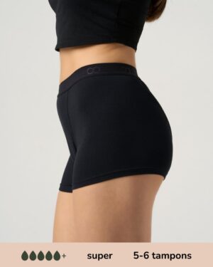 Moodies menstruatie ondergoed - Bamboe Boyshort - super kruisje - maat S - zwart