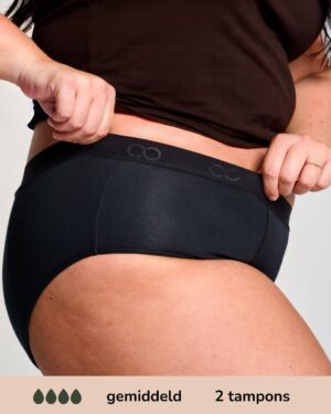 Moodies menstruatie ondergoed - Bamboe Hipster - gemiddeld kruisje - maat XXL - zwart