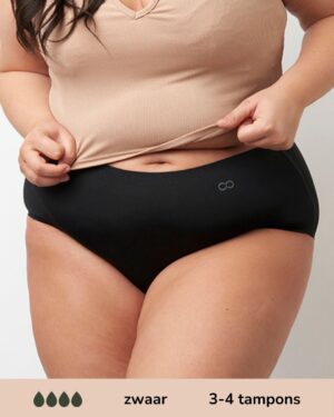 Moodies menstruatie ondergoed - Seamless High Waist Hiphugger - zwaar kruisje - maat 3XL - zwart