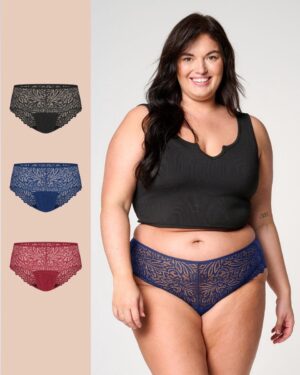 Moodies menstruatie ondergoed - bundel hipster lace - 3 stuks - dames - maat L - kleur